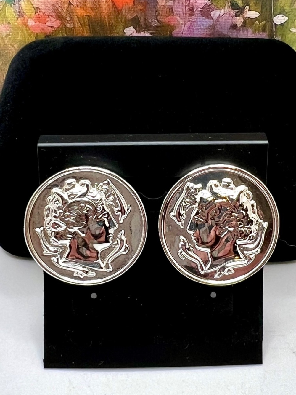 Sarah Coventry Romanesque Coin CLIP Earrings 1969